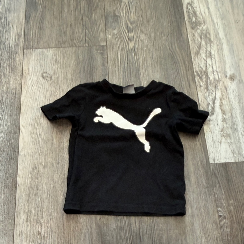 Puma Kids Black Tee with White Logo‎